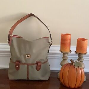 Dooney & Bourke Khaki and Brown Shoulder Bag